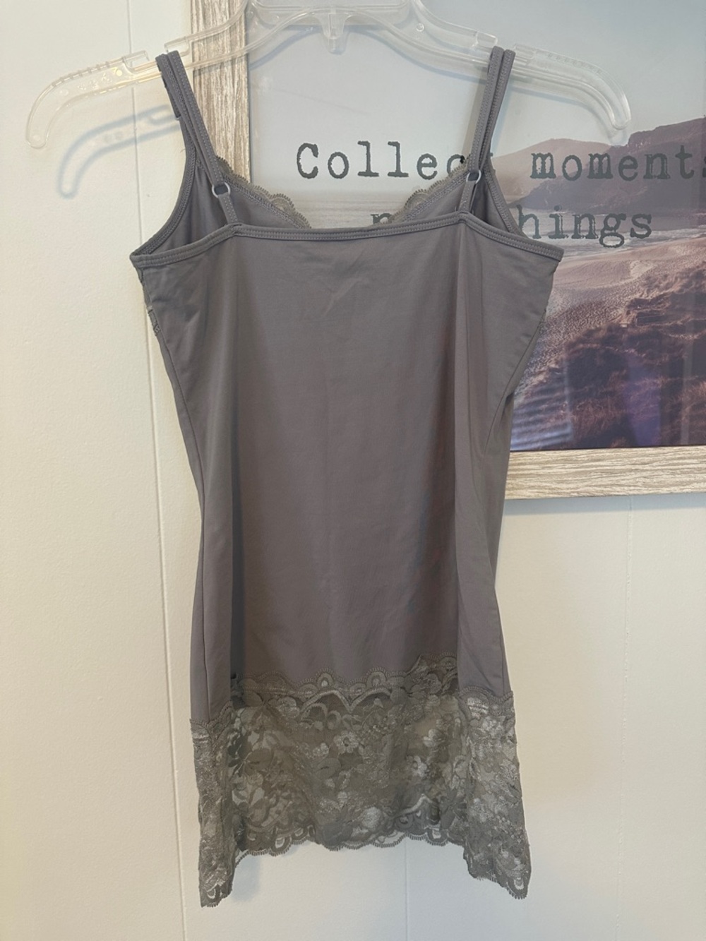 Size XSmall Studio Y Lace Trim Camisole Slip in Slate Gray - Picture 4 of 4